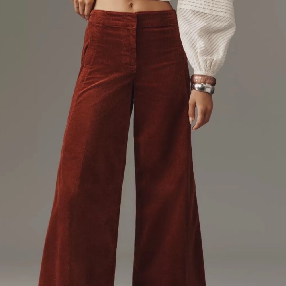 Maeve Corduroy Scallop Wide-Leg Pants - 31 Tall